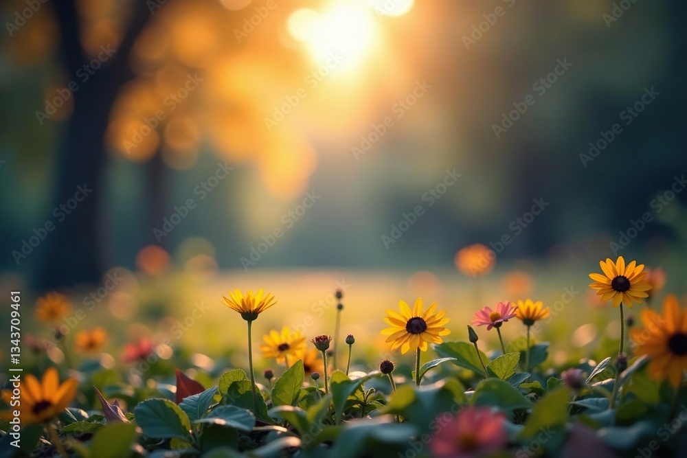 Obraz premium Abstract blurred nature scene, ideal for website backdrop, image, sky, foliage