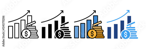 Revenue Growth  Icon Set Multiple Style Collection