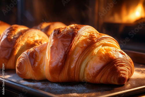 Wallpaper Mural croissant on wooden background Torontodigital.ca