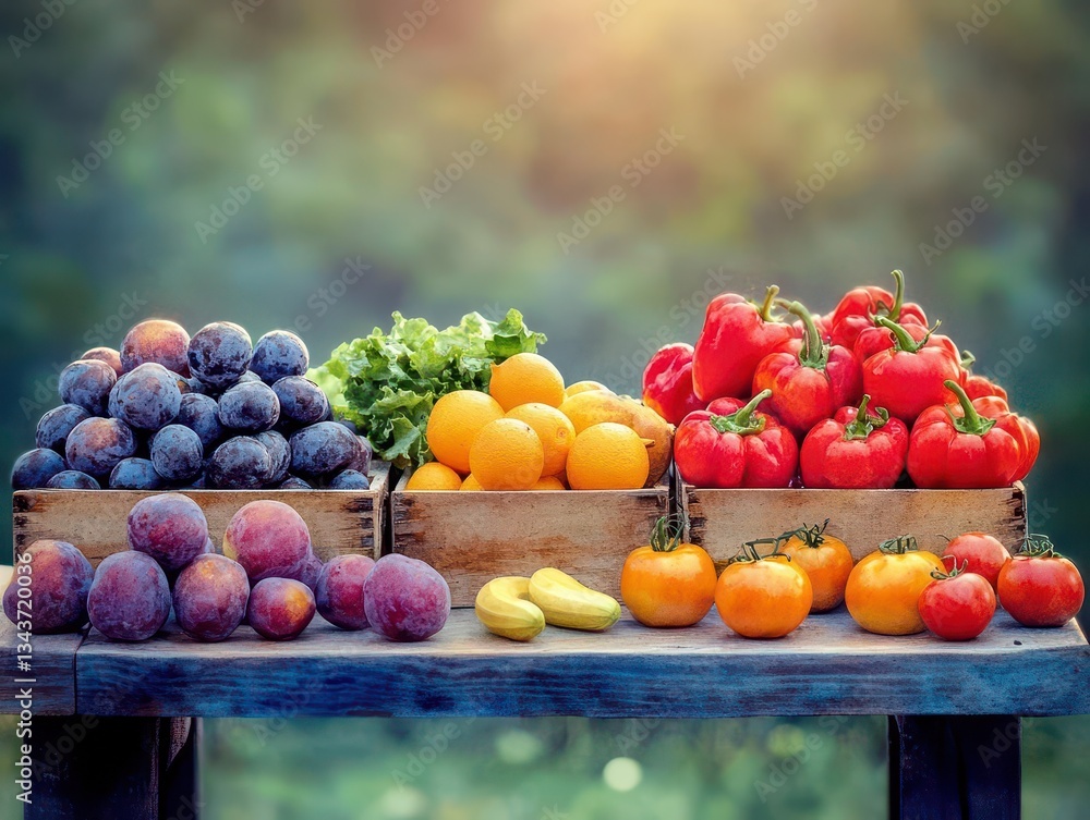 Colorful Wooden Crate Overflowing with Various Fruits Displaying Vibrant Colors and Freshness in a Rustic Setting Evoking a Healthy Lifestyle Feel Colorful Wooden Crate Overflowing with Various Fruits Displaying Vibrant Colors and Freshness in a Rustic Setting Evoking a Healthy Lifestyle Feel