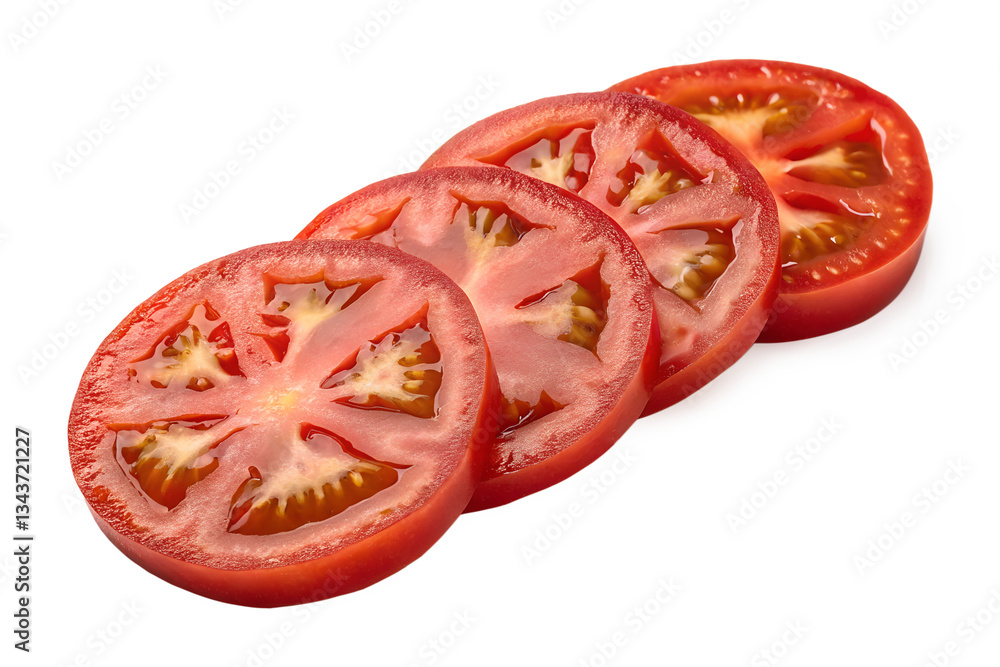 Four tomato slices isolated on transparent background Four tomato slices isolated on transparent background