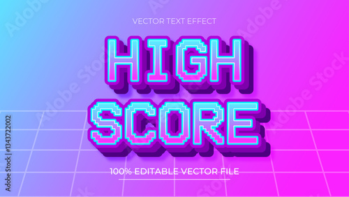 High Score futuristic editable pixel movie game style text effect