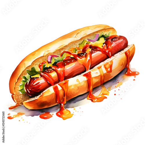 Wallpaper Mural Digital technology hot dog watercolor design illustration Torontodigital.ca