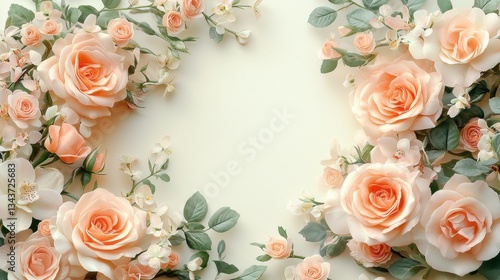 Graceful floral arch of velvety pink roses and exotic orchids, framing an elegant text space for Women's Day greetings