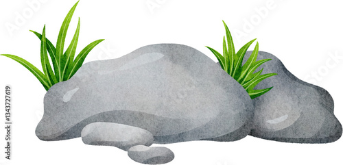 watercolor rock stone