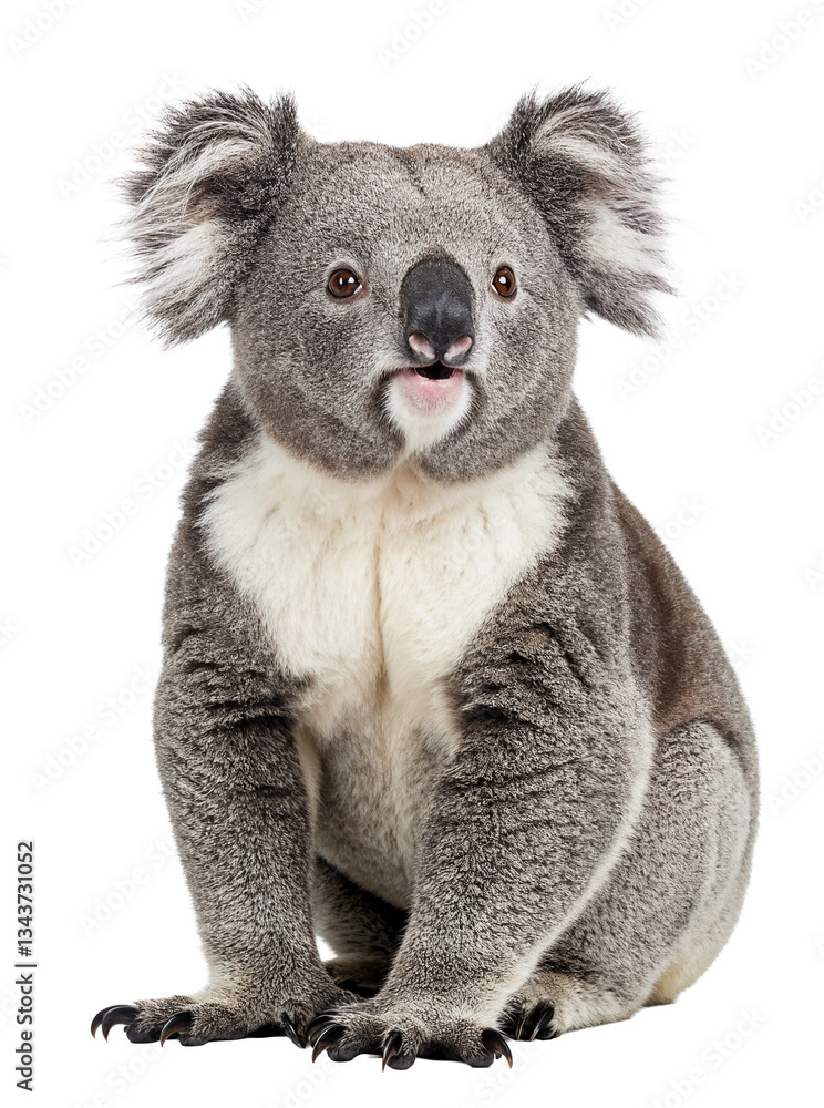 Naklejka premium Cute koala sitting isolated with funny expression