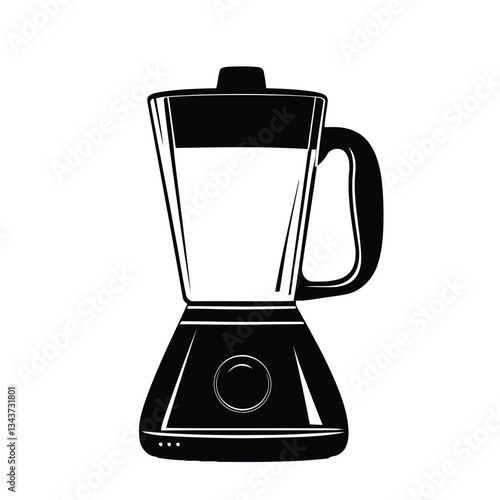 Silhouette black kitchen blender vector on white background with simple blender icon and logo illustration