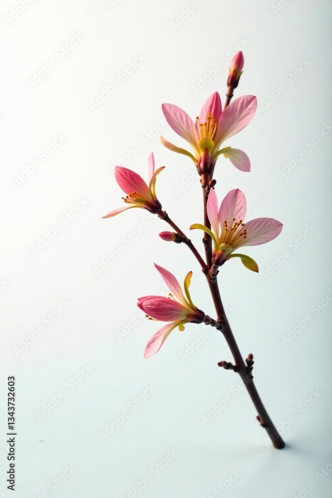 Obraz premium Single branch on white background with subtle gradient effect, gradient, detail