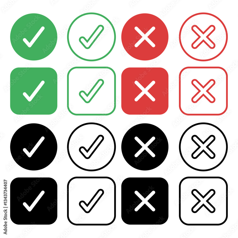 Cross and Tick Mark Icons Cross and Tick Mark Icons