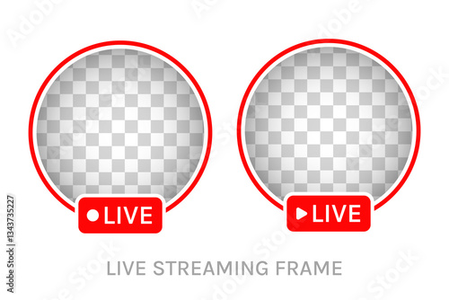 Set of Social Media Live Stream Frames. Isolated Empty Avatar Live Borders in Bold Red Color