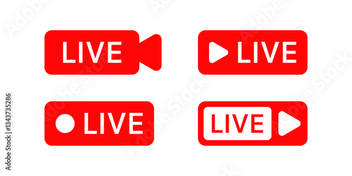 Live Streaming Icon Set. Video Broadcasting Symbol for TV, News, Movies, Shows, and Online