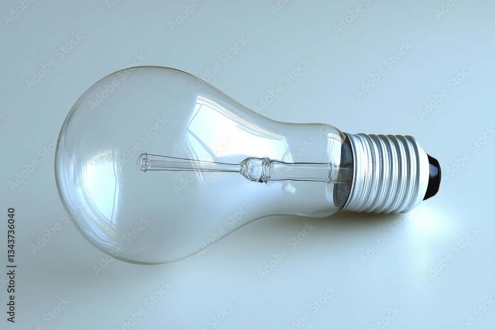 Light bulb resting on a smooth surface with soft reflections around it during daylight Light bulb resting on a smooth surface with soft reflections around it during daylight