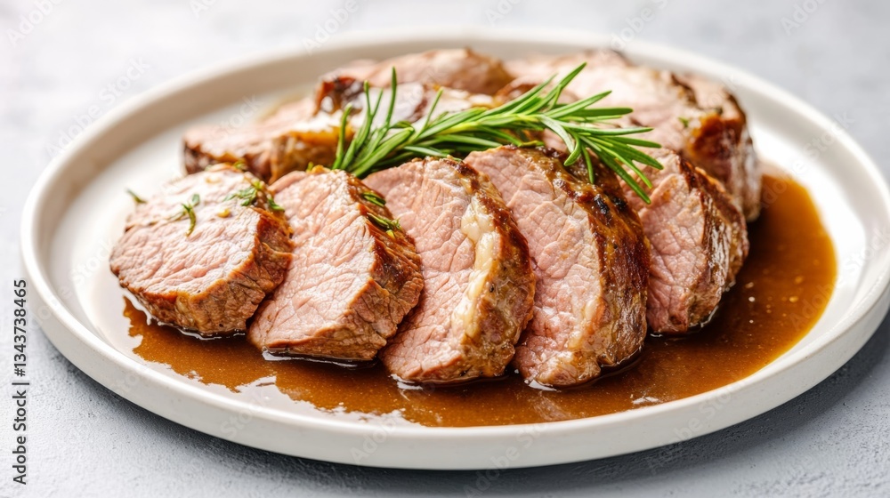 Rosemary Roasted Lamb Slices in Brown Sauce Close-up Food Photography,Delicious Recipe, Lamb Recipe,Food Styling Lamb, Roast Rosemary Roasted Lamb Slices in Brown Sauce Close-up Food Photography,Delicious Recipe, Lamb Recipe,Food Styling Lamb, Roast