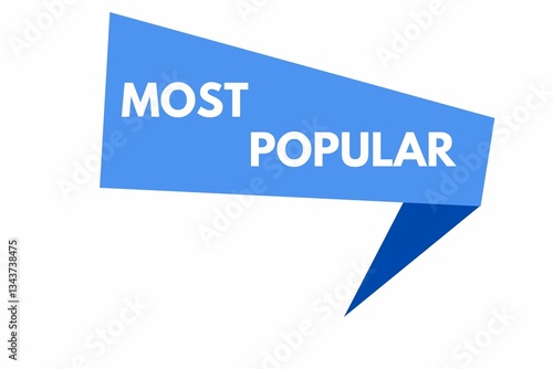 Canvastavla Blue banner with word most popular, banner