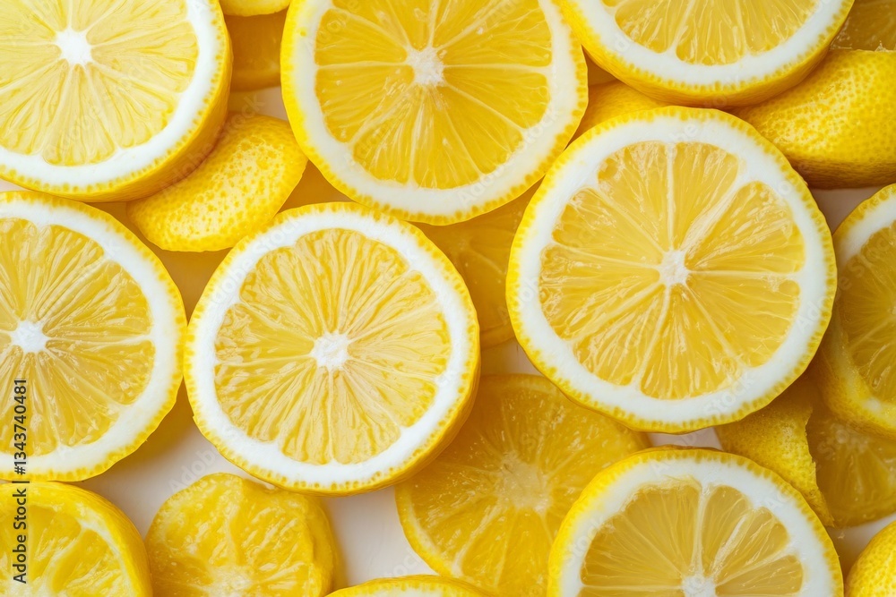 Freshly sliced lemons arranged beautifully on a flat surface for culinary use Freshly sliced lemons arranged beautifully on a flat surface for culinary use