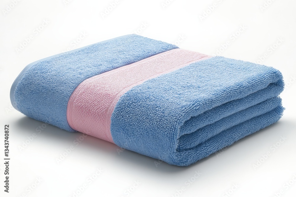 Soft blue and pink towel perfect for bathroom decor and everyday use in any household setting Soft blue and pink towel perfect for bathroom decor and everyday use in any household setting