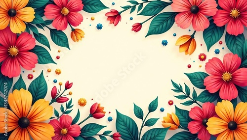 Bold, vibrant floral pattern for eye-catching flyers , modern, nature, art