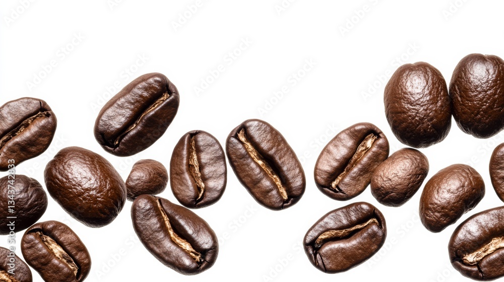 Coffee Beans Falling High-Angle Close-Up, Studio Shot, White Background, Aromatic Beverage, Caffeine, 15 Beans,Roasted Coffee Beans Coffee Coffee Beans Falling High-Angle Close-Up, Studio Shot, White Background, Aromatic Beverage, Caffeine, 15 Beans,Roasted Coffee Beans Coffee