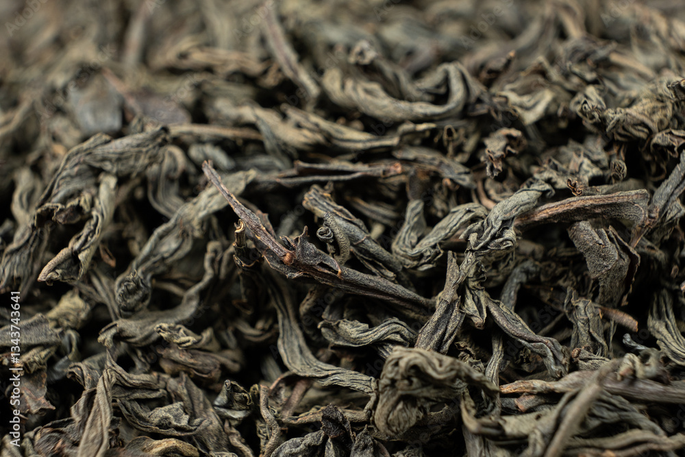 Loose leaf black tea, macro texture Loose leaf black tea, macro texture