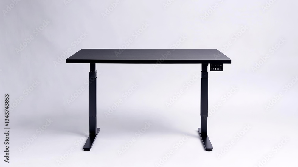 Black Electric Standing Desk Minimalist Design, Front View, Adjustable Height, Modern Workspace, Ergonomic Furniture standing desk, electric desk Black Electric Standing Desk Minimalist Design, Front View, Adjustable Height, Modern Workspace, Ergonomic Furniture standing desk, electric desk