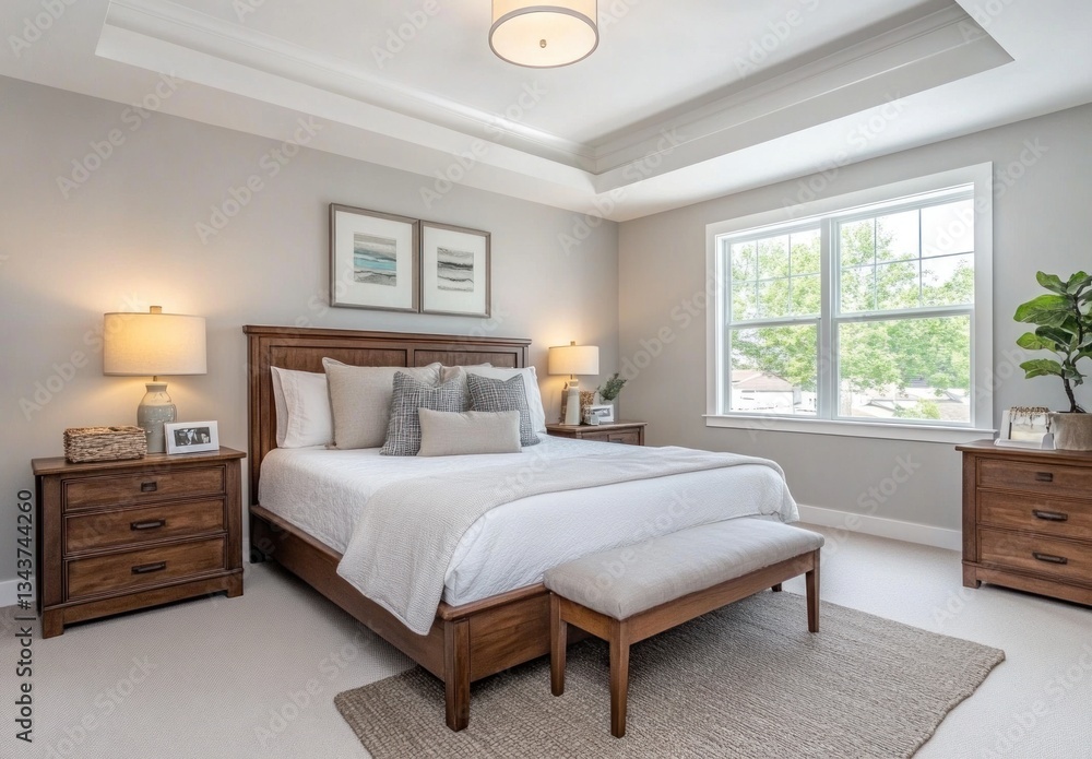 Fototapeta premium Modern Bedroom Interior with Natural Light
