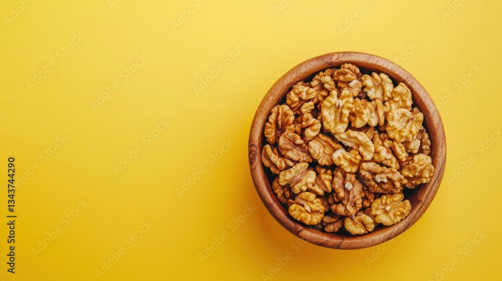 Walnut kernel halves, in a wooden bowl. Close-up, from above on colored background. Healthy eating Walnut concept. Super foods with copy space. Walnut kernel halves, in a wooden bowl. Close-up, from above on colored background. Healthy eating Walnut concept. Super foods with copy space.