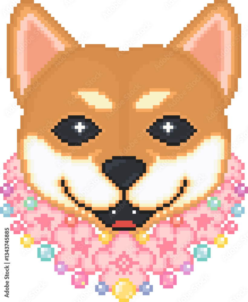 Fototapeta premium Shiba Inu Pixel Art