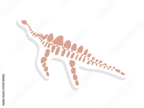 Abstract dinosaur skeleton illustration featuring beige color