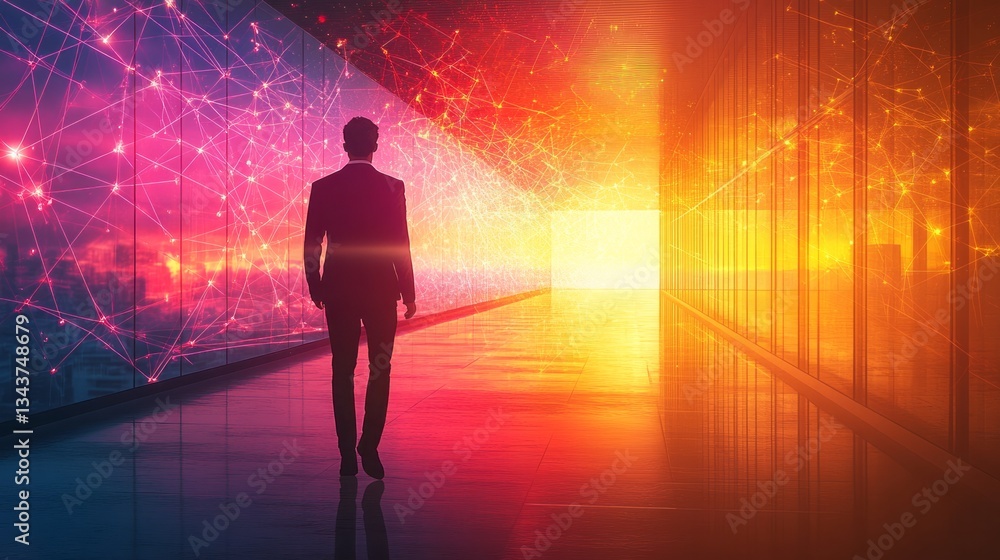 Silhouette of a man walking towards a brightly lit doorway Silhouette of a man walking towards a brightly lit doorway