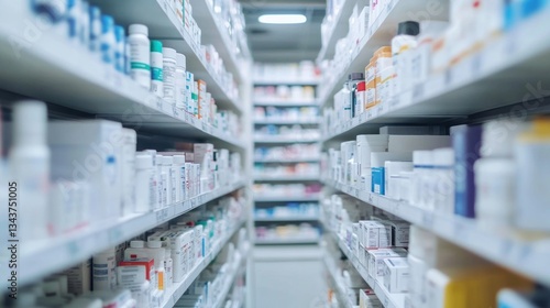 Pharmacy Aisles: Rows of Medicine and Healthcare Products
