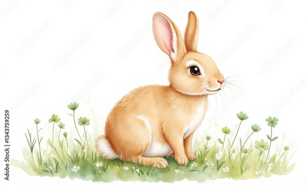 Cute brown rabbit in grass Cute brown rabbit in grass