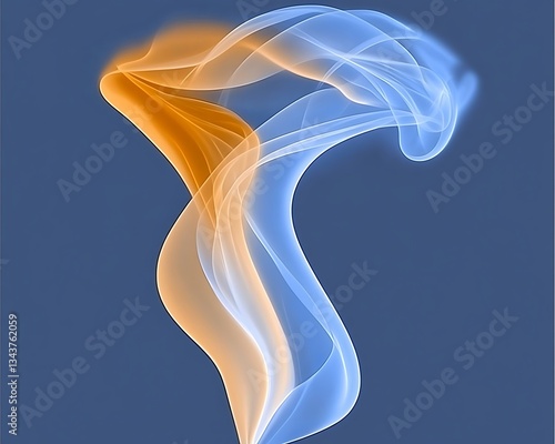 Two swirling streams of colored vapor against a blue background
