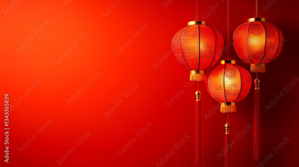 Vibrant backdrop showcases festive chinese lanterns symbolizing prosperity and good fortune Vibrant backdrop showcases festive chinese lanterns symbolizing prosperity and good fortune