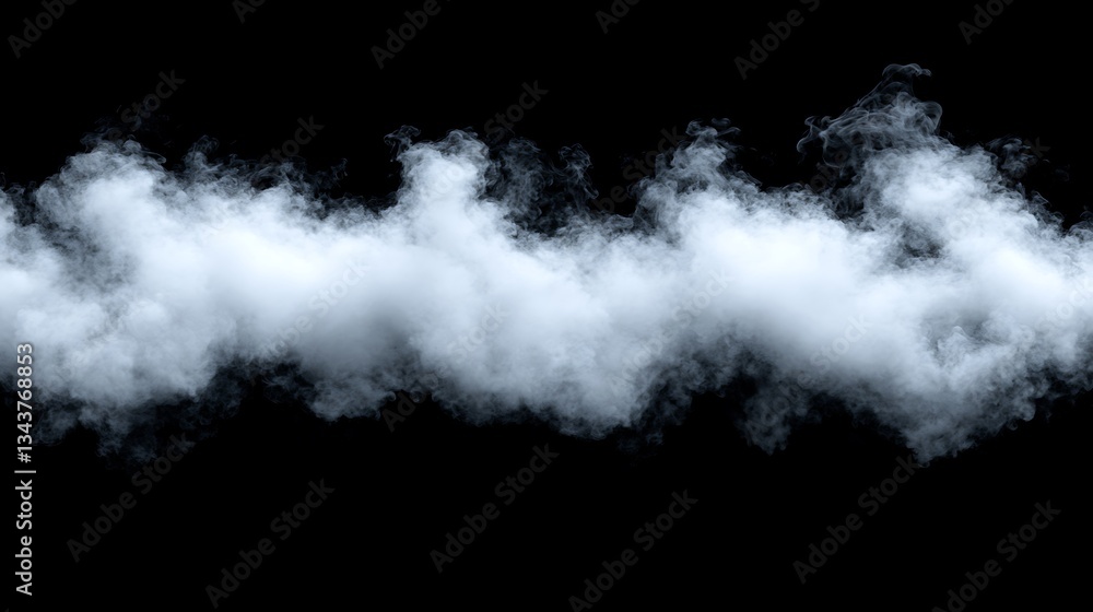 A white vapor stream floats against a stark black background A white vapor stream floats against a stark black background