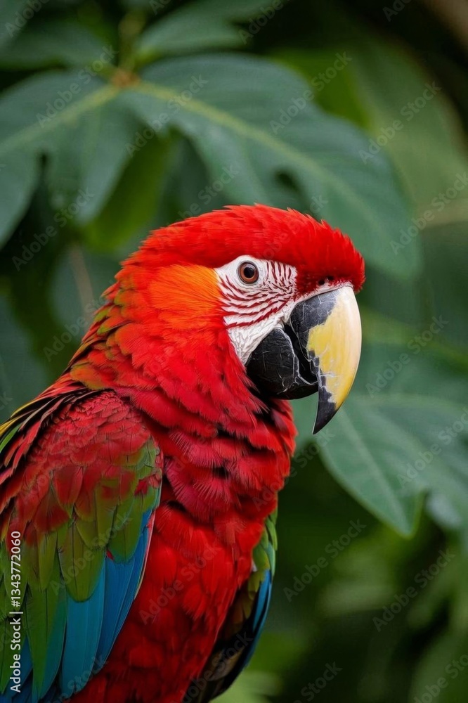 araffe parrot with red and green feathers sitting on a branch araffe parrot with red and green feathers sitting on a branch