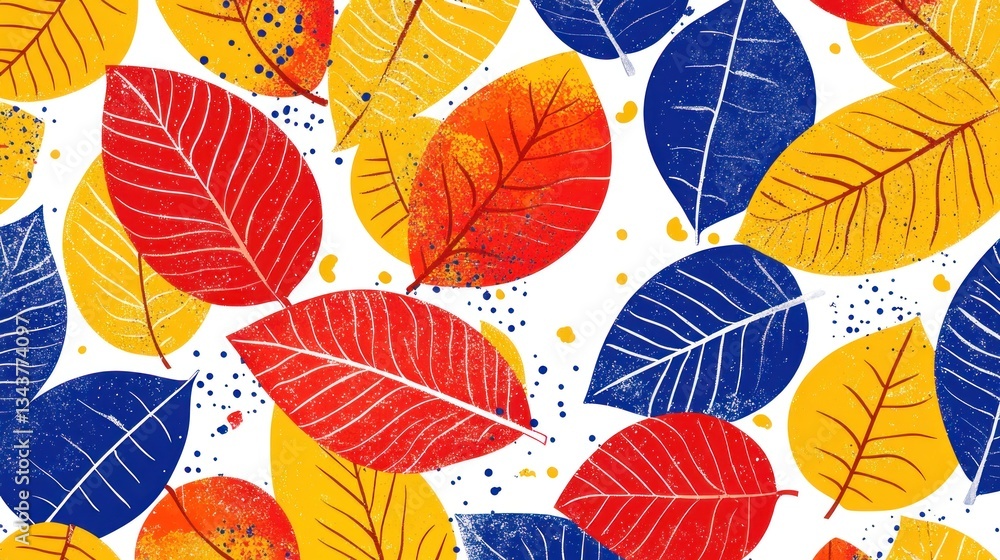 Obraz premium Vibrant Autumn Leaves Pattern: A Colorful Fall Foliage Design
