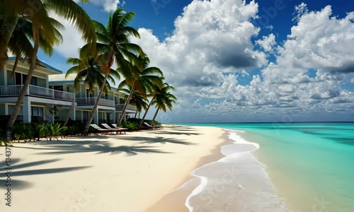 Luxury Beachfront Resort with Palm Trees and White Sand

