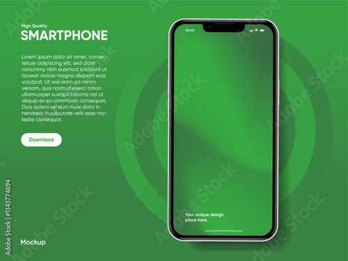 Realistic smartphone mockup. Mobile phone vector with isolated on white background. Device front view. 3D mobile phone with shadow. Realistic, high quality smart phone mockup for ui ux presentation.