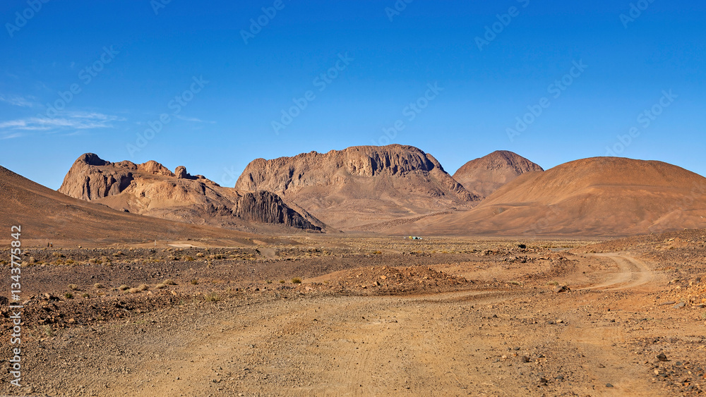 The Landscape and Mountains of the Sahara Desert in Algeria The Landscape and Mountains of the Sahara Desert in Algeria