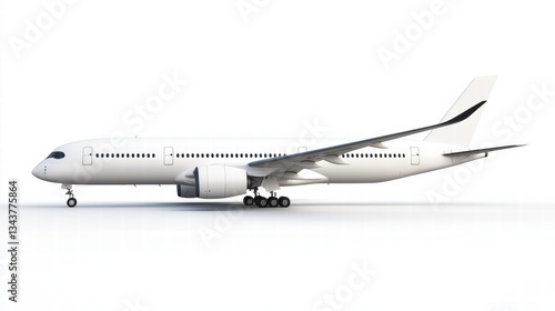 airplane airbus a350 series with white blank livery isolated on white background