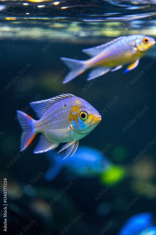 Naklejka premium there are two fish swimming in a tank with water