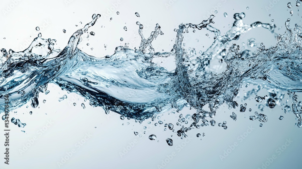 Clear water droplets splashing with high velocity and movement Clear water droplets splashing with high velocity and movement