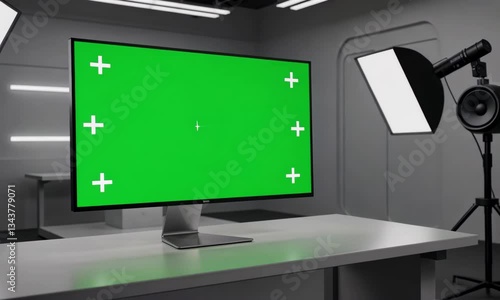 Professional Studio Setup with Green Screen Monitor – Perfect for VFX and Editing


