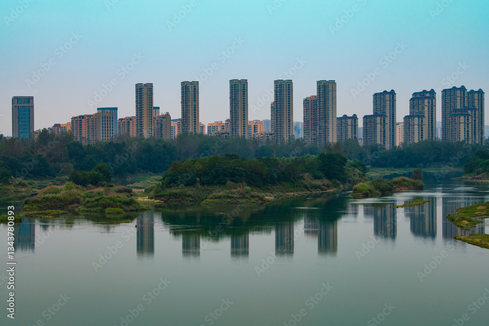 Fototapeta premium Modern buildings and rural skyscrapers and tourist attractions in China