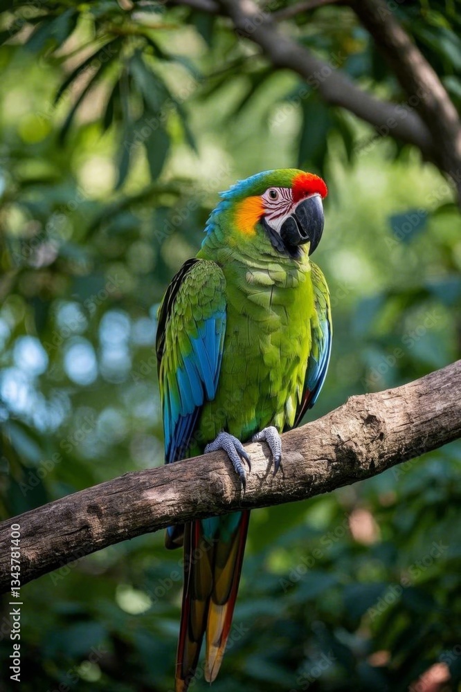 there is a parrot sitting on a branch in the forest there is a parrot sitting on a branch in the forest