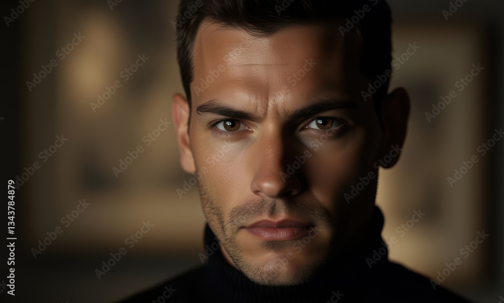 Serious man in a dark setting Serious man in a dark setting