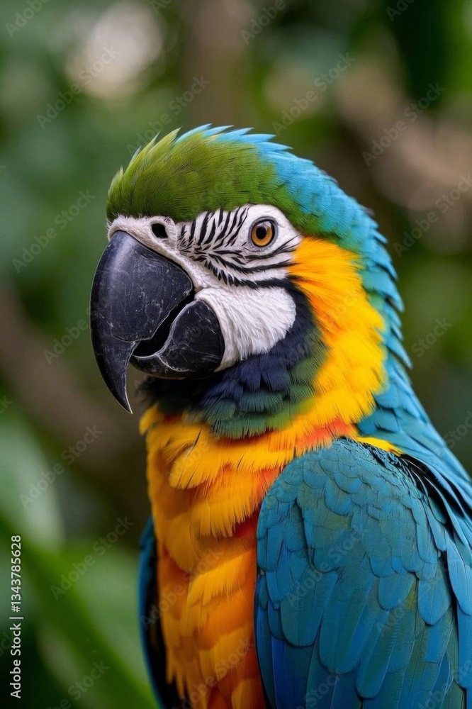 Obraz premium araffy parrot with a colorful plumage sitting on a branch
