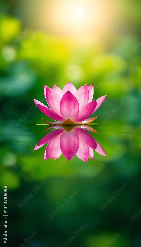 Obraz premium Single Pink Lotus on Water