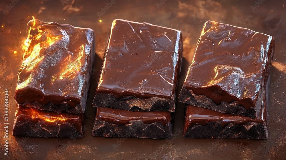 Dark chocolate bars with fiery texture Dark chocolate bars with fiery texture