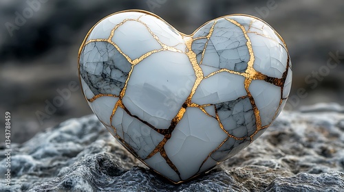 Broken Heart Gold Repair Abstract